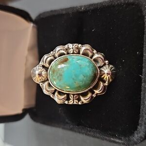 Sterling Silver Ring turqois stone western style adjustable band